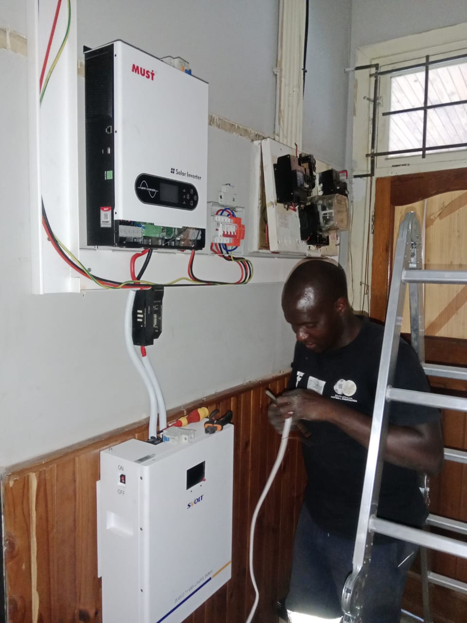 Installed inverter and battery system in a home interior